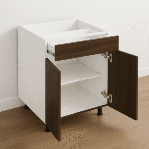 Drawer Base Cabinet 24" Wide x 30" High - Melamine Flat Panel Double Doors