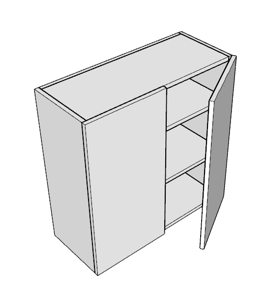 Wall Cabinet 42″ High – Melamine Flat Panel Double Doors With Ranging 24″ to 36″