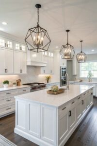 White Kitchen Cabinets: Discover vibrant islands to add a splash of color to your space!