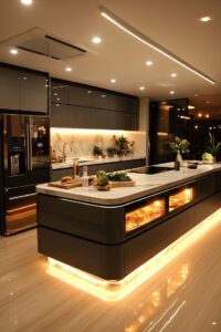 Two-tone luxury kitchen cabinets with statement island