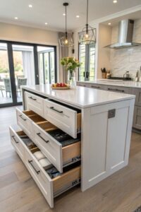 Mobile kitchen island cart with storage for compact kitchens