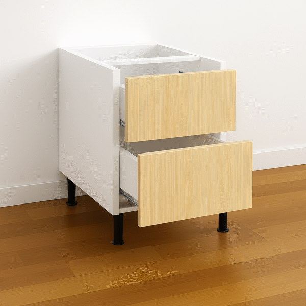 2 Drawer Base Cabinet 12" Wide x 30" High - Melamine Flat Panel Doors