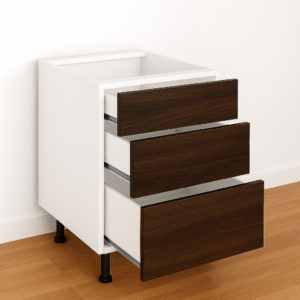 3 Drawer Base Cabinet 12" Wide x 30" High - Melamine Flat Panel Doors