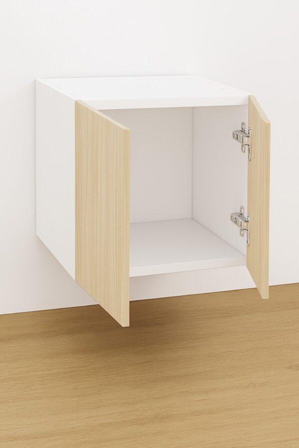 Wall Cabinet 15″ High – Melamine Flat Panel Double Doors With Ranging 24″ to 36″