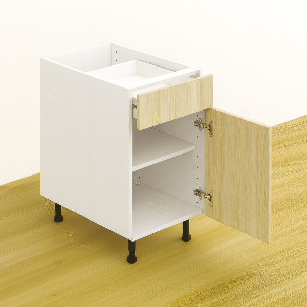 Drawer Base Cabinet 15" Wide x 30" High - Melamine Flat Panel Doors
