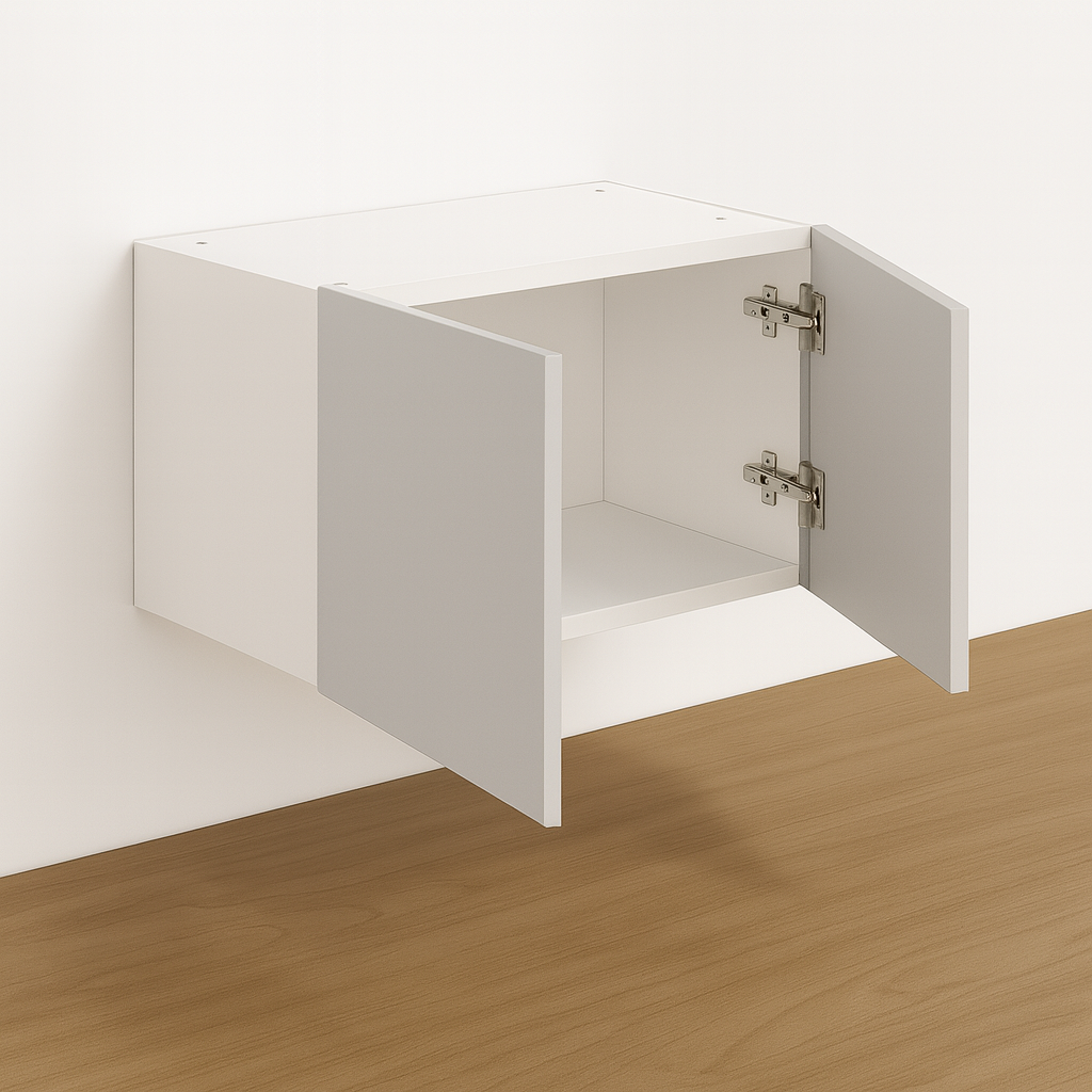 Wall Cabinet 21″ High x 24” Depth – Melamine Flat Panel Double Doors With Ranging 30″ to 36″ - Image 4