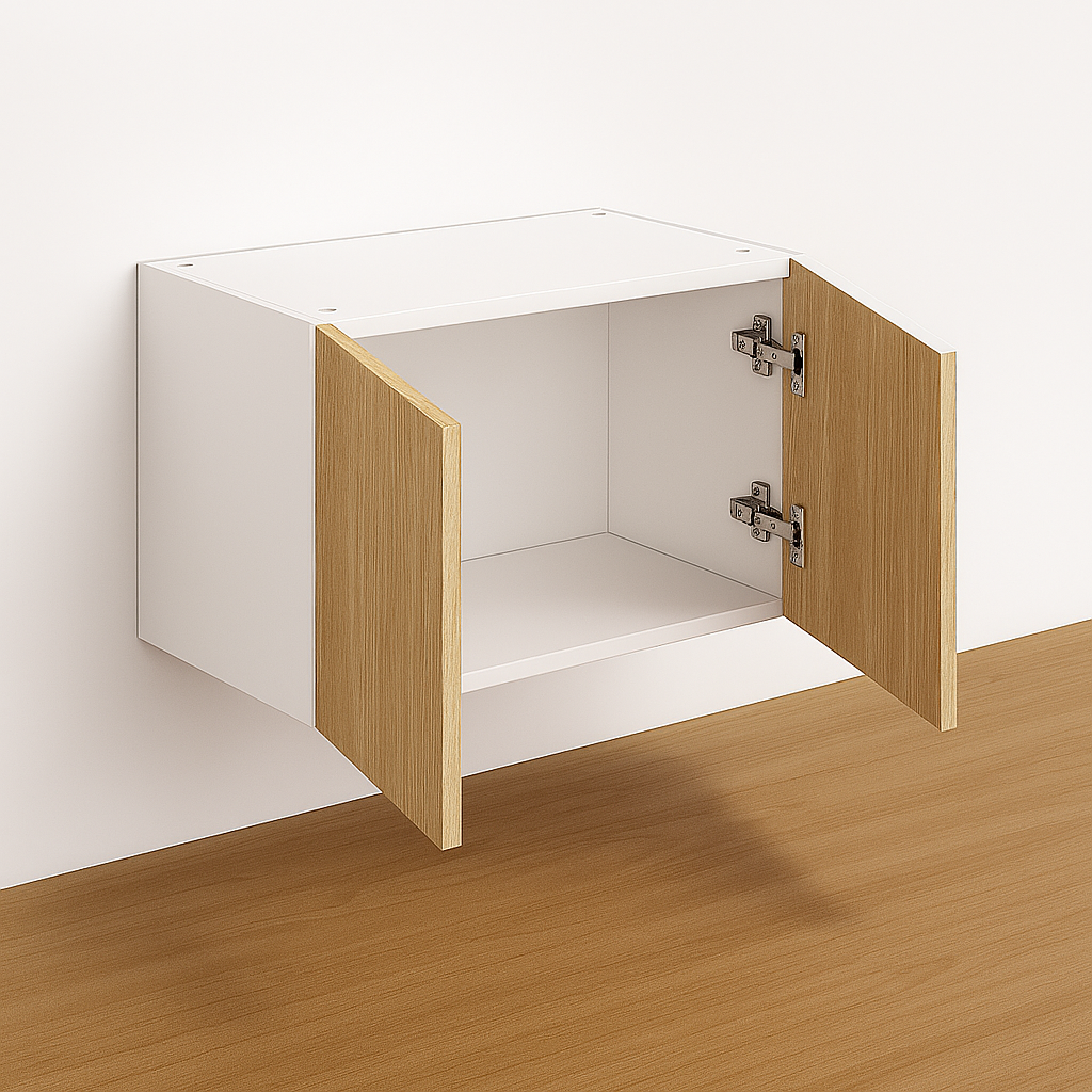 Wall Cabinet 21″ High x 24” Depth – Melamine Flat Panel Double Doors With Ranging 30″ to 36″