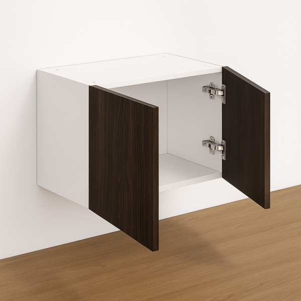 Wall Cabinet 21″ High x 24” Depth – Melamine Flat Panel Double Doors With Ranging 30″ to 36″ - Image 2