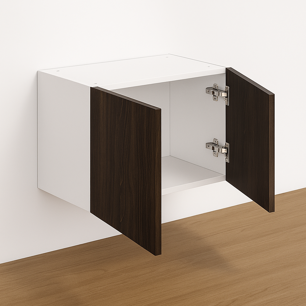 Wall Cabinet 21″ High x 24” Depth – Melamine Flat Panel Double Doors With Ranging 30″ to 36″ - Image 2