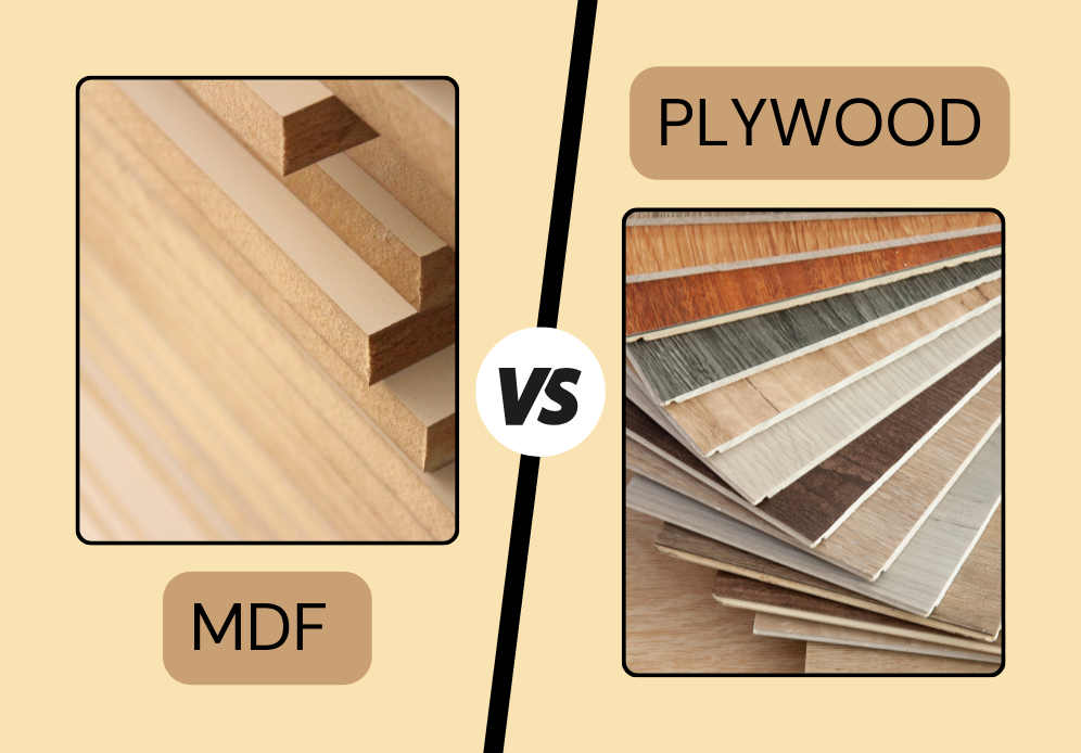 Comparison of MDF vs Plywood materials for bathroom cabinets – side by side view