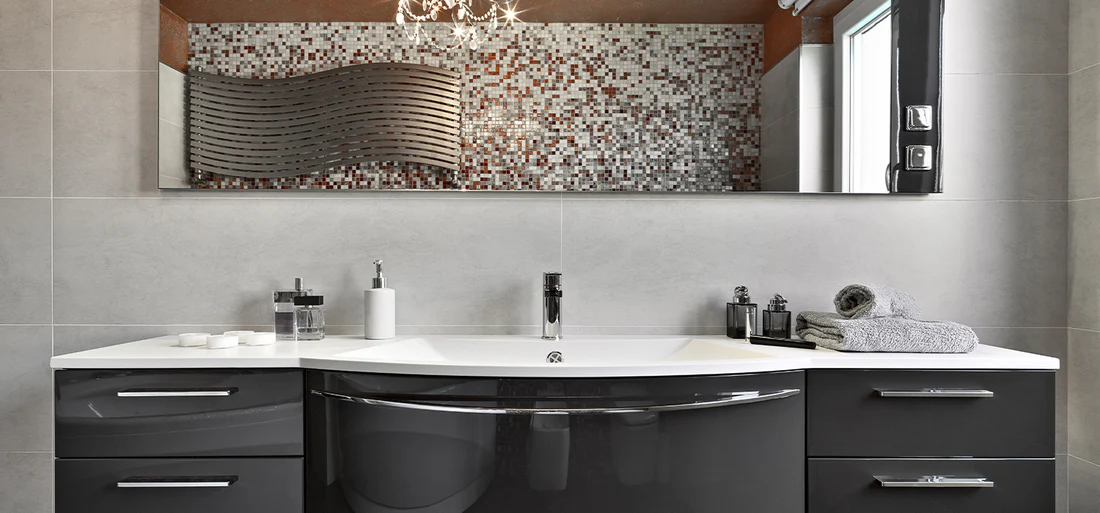 Modern black and white vanity with quartz countertop – Moisture-Resistant Bathroom Cabinets in Mississauga