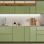 Premium kitchen cabinets in a modern green kitchen design