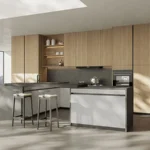 modern ready-to-assemble kitchen cabinets with minimalist island and wood finish