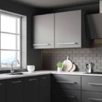 Modern RTA kitchen cabinets in gray and white minimalist design