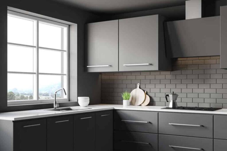 Modern RTA kitchen cabinets in gray and white minimalist design