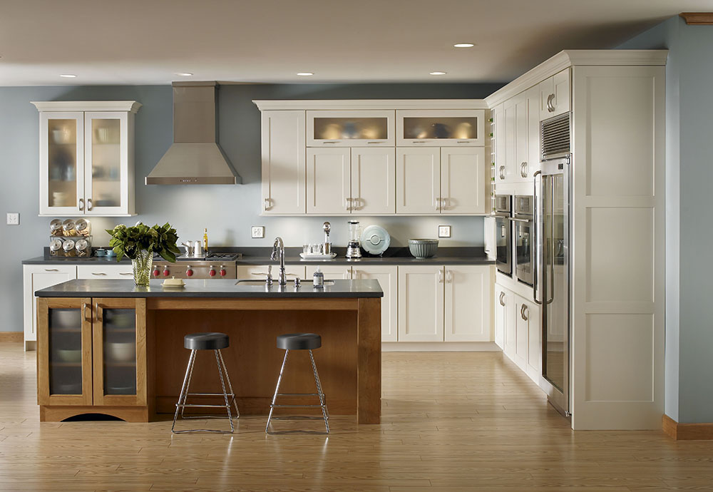 High-quality RTA kitchen cabinets in a modern kitchen with pantry storage and island