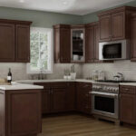 Kitchen Cabinets Mississauga - dark brown shaker kitchen cabinets with island and white subway tile backsplash