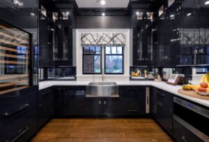 Kitchen Cabinet Toronto modern black cabinetry with white countertops
