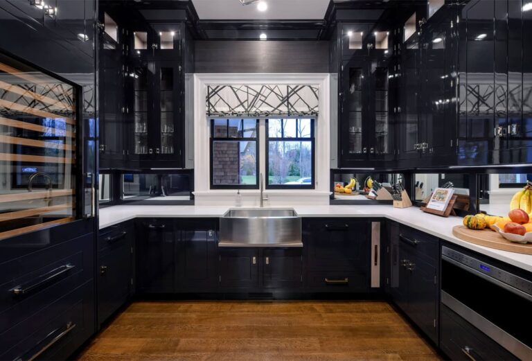 Kitchen Cabinet Toronto modern black cabinetry with white countertops