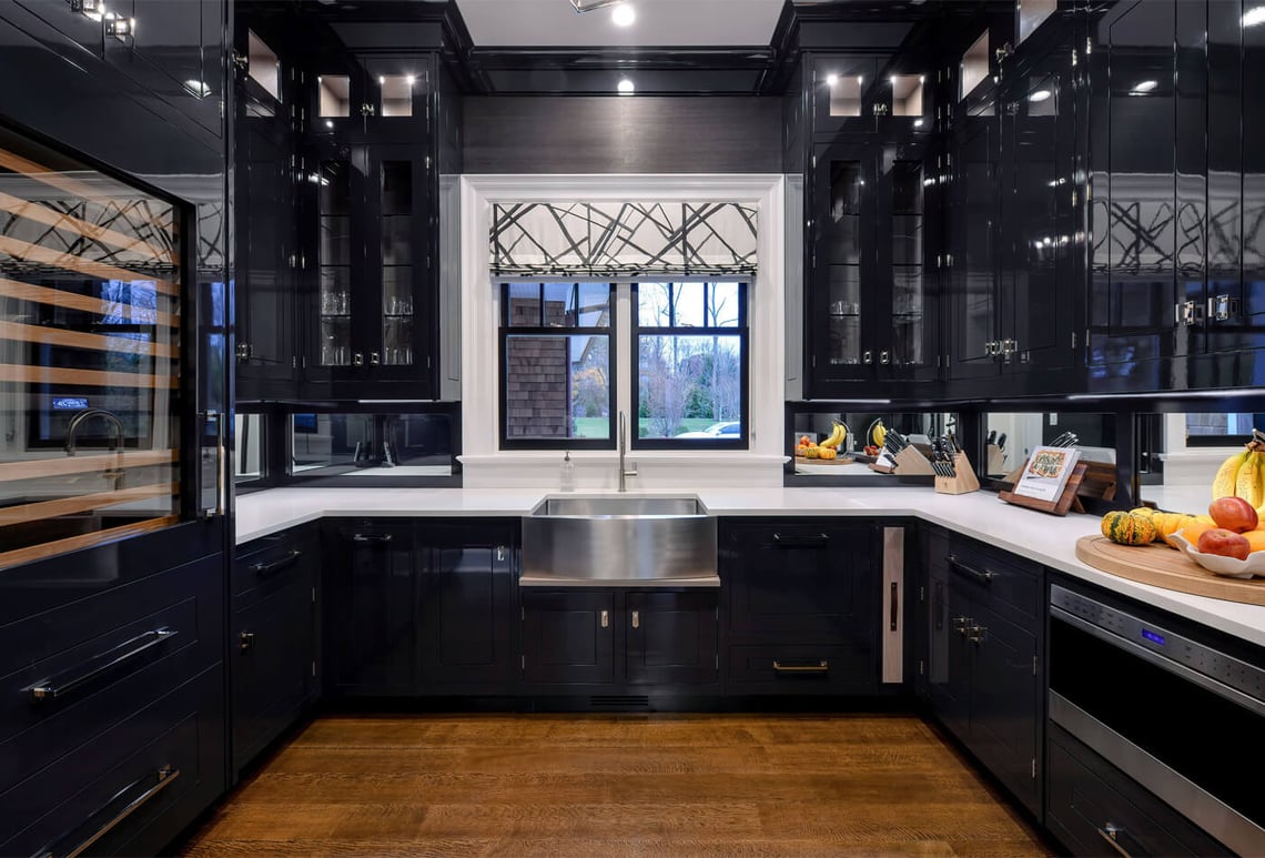 Kitchen Cabinet Toronto modern black cabinetry with white countertops