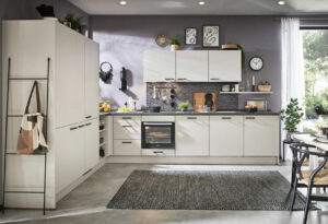 Modern minimalist kitchen cabinets Vaughan with white matte finish and sleek design