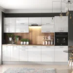 Premium kitchen cabinet upgrades in Ontario with modern white glossy cabinets
