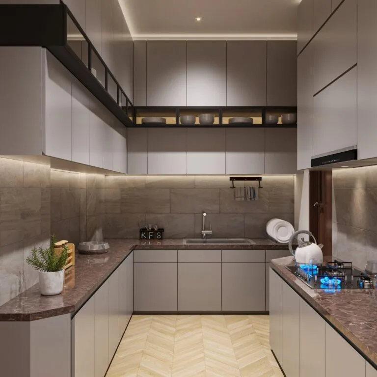 Modern RTA kitchen cabinets in a minimalist U-shaped kitchen design