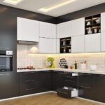 Best kitchen cabinet colors Canada in a modern black and white kitchen