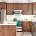 Kitchen Cabinet Toronto with warm wood cabinets, white countertops, and modern layout