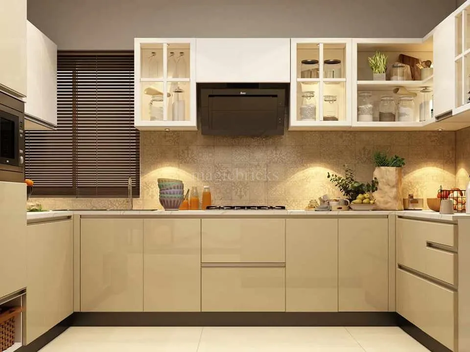 ready to assemble kitchen cabinets in a modern cream kitchen design