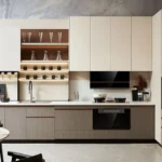 modern minimalist kitchen cabinet design with integrated lighting and wood texture