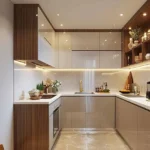 Modern kitchen cabinet solutions in a compact L-shaped kitchen